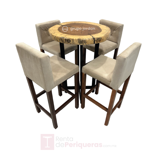 Periquera de madera parota con banco nude