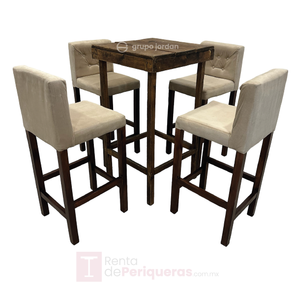 Periquera de madera rustica con banco nude