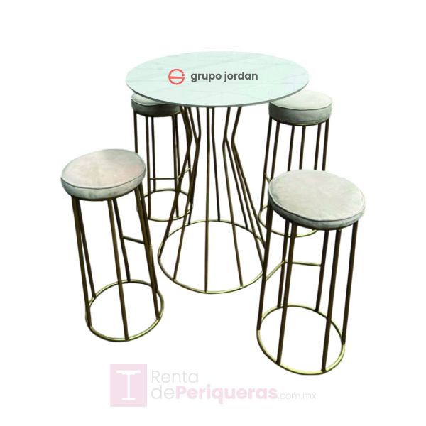 Periquera Redonda Marmol 4 prs blanca