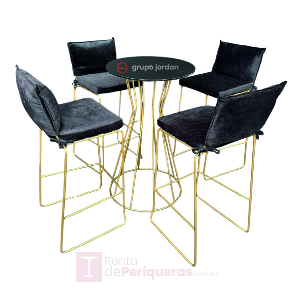 Periquera Redonda Marmol 4 prs negro