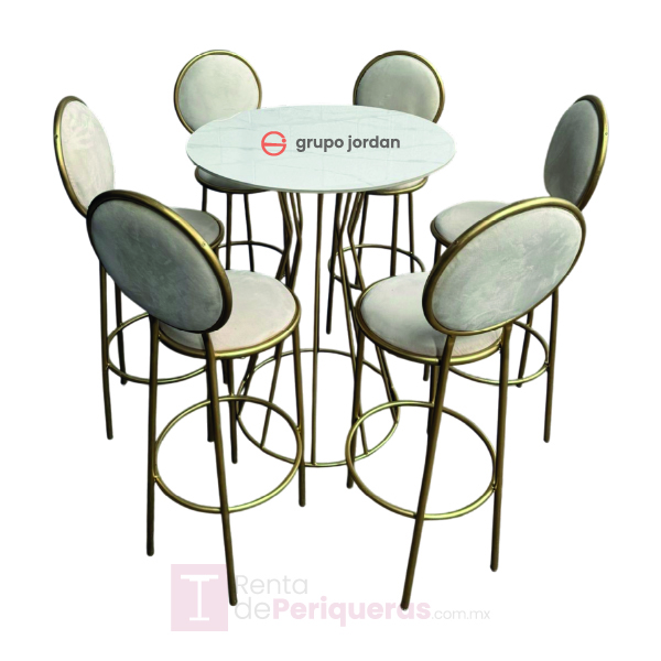 Periquera Redonda Marmol 6 prs blanca